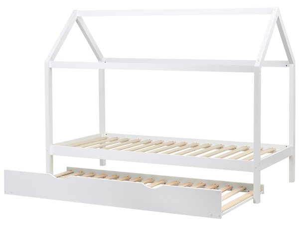 Dětská postel s výsuvným lůžkem Borovicové dřevo CRILLON 90 x 200 cm Bílá