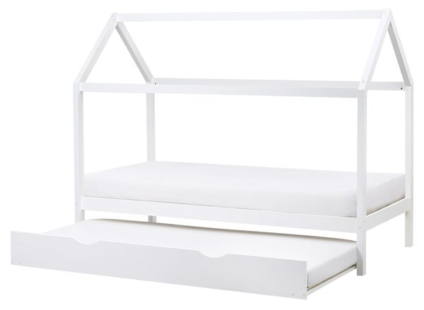 Dětská postel s výsuvným lůžkem Borovicové dřevo CRILLON 90 x 200 cm Bílá
