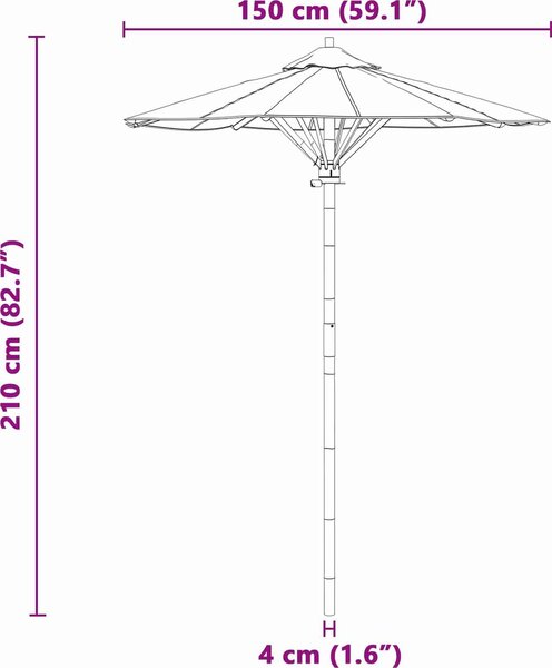 VidaXL Zahradní slunečník Kulatý Ø 150 x 210 cm Bambus [4108084] Barva: Krémově bílá