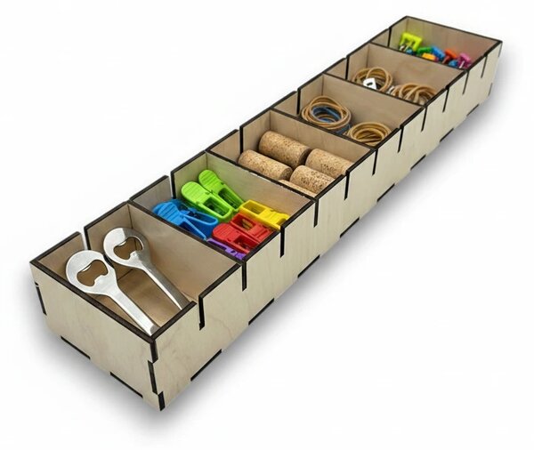 Usporadejto.cz Organizér do šuplíku s přepážkami, vložka do zásuvky, dřevěný VASKY, 45,5 x 15 x 6 cm