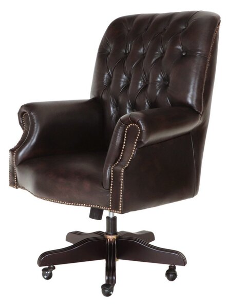 Kancelářská židle Chesterfield Office chair z pravé hovězí kůže Brown