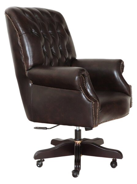 Kancelářská židle Chesterfield Office chair z pravé hovězí kůže Brown