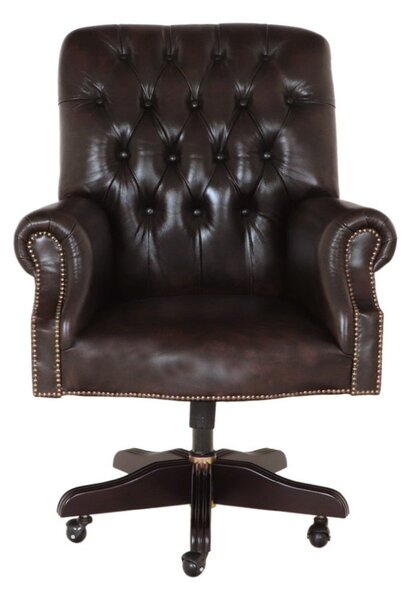 Kancelářská židle Chesterfield Office chair z pravé hovězí kůže Brown