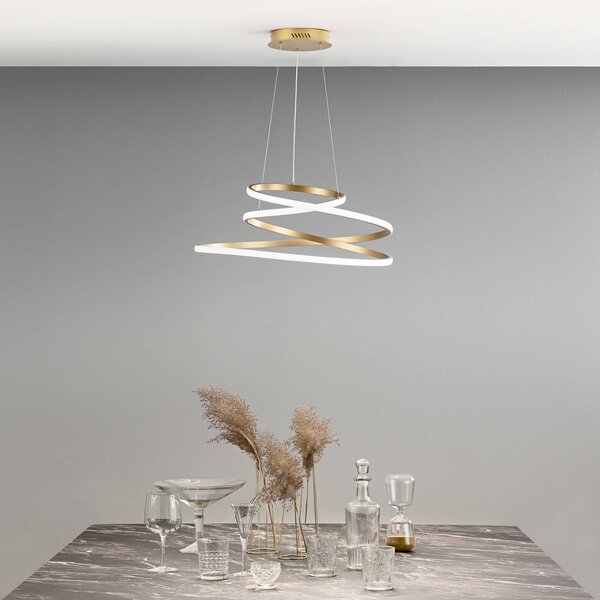 Luce Ambiente Design Závěsné světlo LED COASTER, zlatá, Ø 60 cm, kov,, Mosaz / zlato, Obývací pokoj / jídelna, Hliník, Moderní