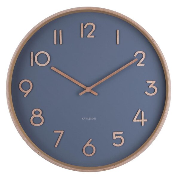 KARLSSON Nástěnné hodiny Pure modrá ∅ 40 × 4,5 cm