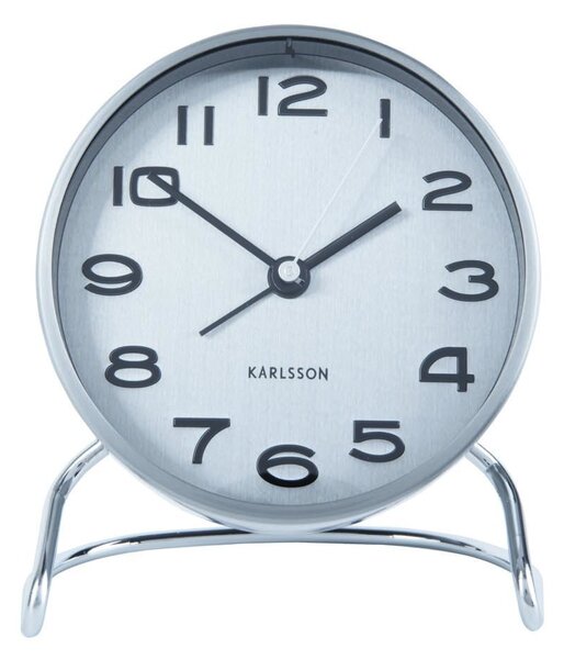 KARLSSON Budík Clock Classical stříbrná ∅ 9,5 × 11 cm