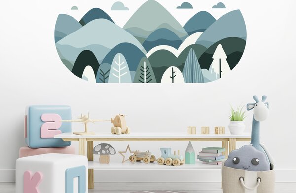 Hory ovál textilní přelepitelné samolepky na zeď arch 46 x 20 cm