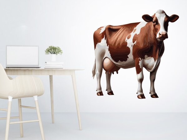 Kráva textilní přelepitelná samolepka na zeď arch 44 x 45 cm