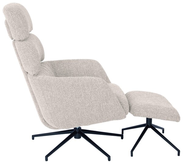 RELAXAČNÍ KŘESLO S TABURETEM, kov, textil, černá, béžová Dieter Knoll - Relaxační křesla