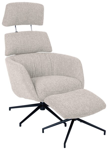 RELAXAČNÍ KŘESLO S TABURETEM, kov, textil, černá, béžová Dieter Knoll - Relaxační křesla