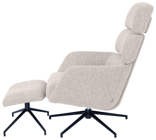 RELAXAČNÍ KŘESLO S TABURETEM, kov, textil, černá, béžová Dieter Knoll - Relaxační křesla