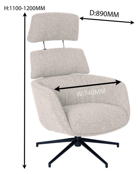 RELAXAČNÍ KŘESLO S TABURETEM, kov, textil, černá, béžová Dieter Knoll - Relaxační křesla