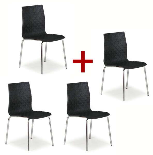 Plastová židle na kovových nohách MEZZO 3+1 ZDARMA, černá