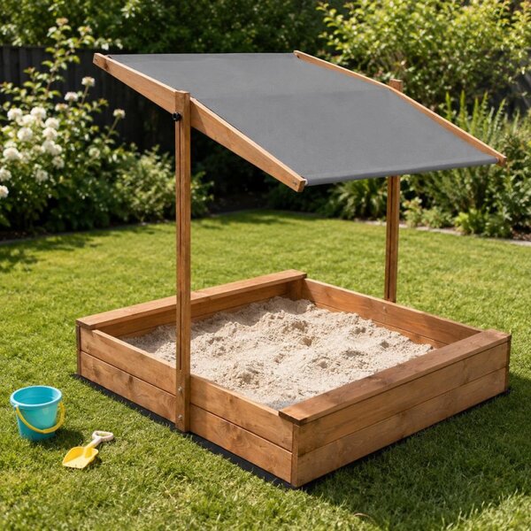 Dětské pískoviště se stříškou 120x120 cm DECHLAND Smart Sun 120DI hnědé