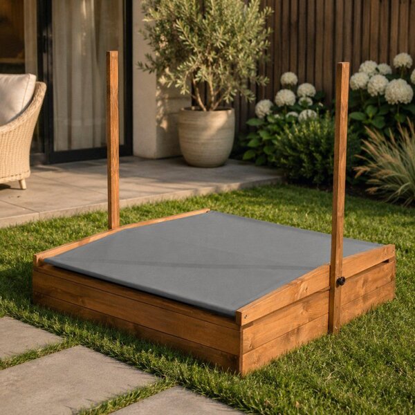Dětské pískoviště se stříškou 120x120 cm DECHLAND Smart Sun 120DI hnědé