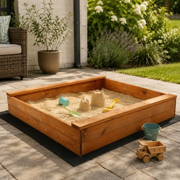 Dětské pískoviště s lavičkami 120x120 cm DECHLAND Basic 120I hnědé