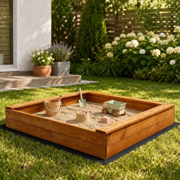 Dětské pískoviště s lavičkami 120x120 cm DECHLAND Basic 120I hnědé