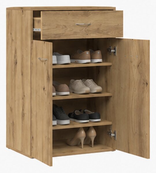 Skříňka na boty, botník, 1 zásuvka, 2 dvířka, dřevo, 85x61x36 cm, dub artisan, Dekorino BB20260067