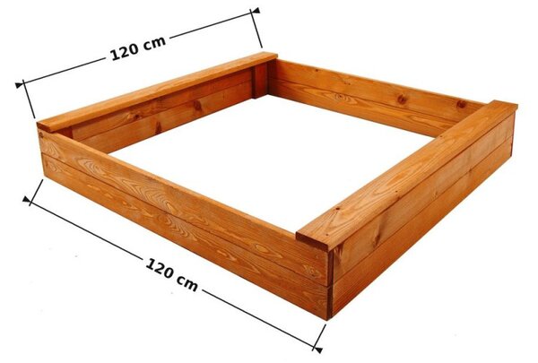 Dětské pískoviště s lavičkami 120x120 cm DECHLAND Basic 120I hnědé
