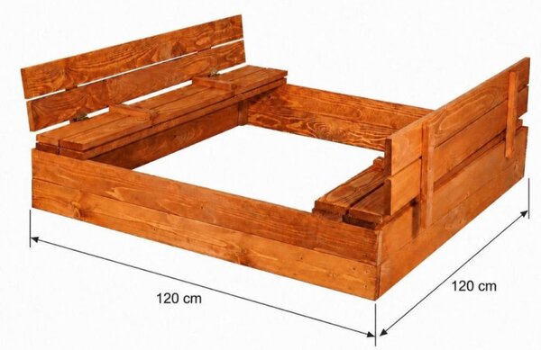 Dětské pískoviště s krytem 120x120 cm DECHLAND Smart 120SET hnědé