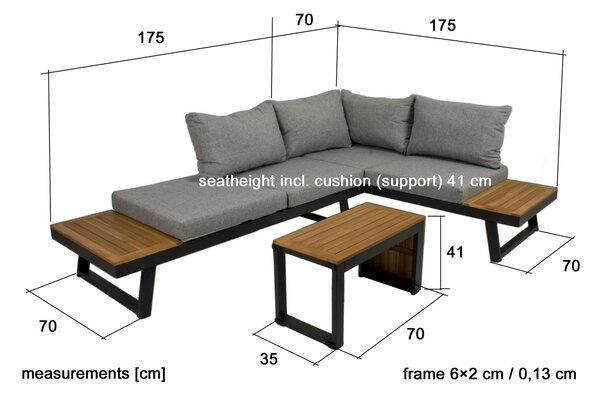 TERASOVÁ SEDACÍ SOUPRAVA 3dílné, dřevo, kov, plast, textil Gardenson - Online Only zahradní nábytek, Online Only
