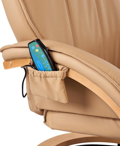 Masážní křeslo MAJESTIC s podnožkou Umělá kůže Světle hnědá