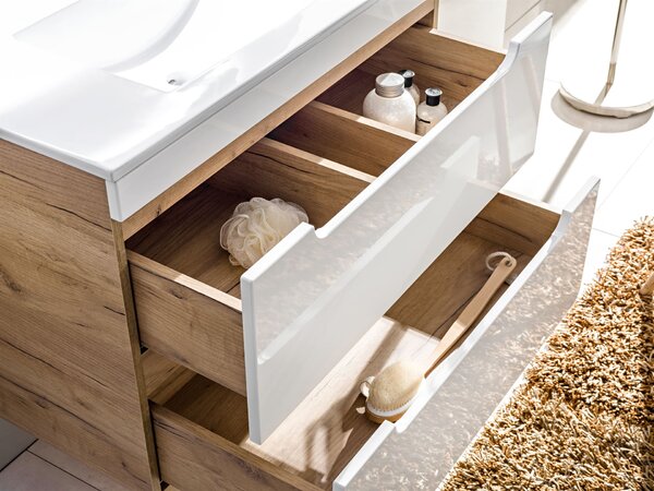 Comad Aruba White skříňka 60x46x59 cm pod umyvadlo závěsná bílá-dub ARUBAWHITE820-60CMFSC