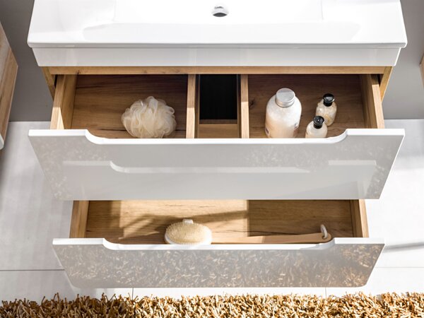 Comad Aruba White skříňka 60x46x59 cm pod umyvadlo závěsná bílá-dub ARUBAWHITE820-60CMFSC
