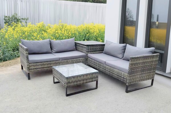 TERASOVÁ SEDACÍ SOUPRAVA plast, sklo, textil, kov Gardenson - Online Only zahradní nábytek, Online Only