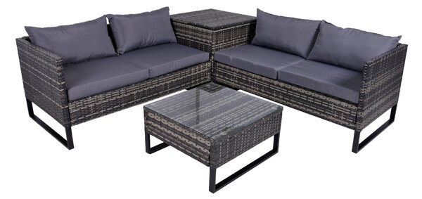 TERASOVÁ SEDACÍ SOUPRAVA plast, sklo, textil, kov Gardenson - Online Only zahradní nábytek, Online Only