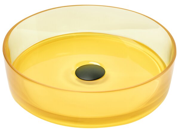 Umyvadlo na desku TOLOSA ⌀ 36 cm Umělý kámen Žlutá