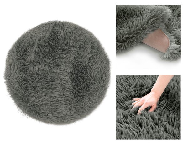 Kulatý tmavě šedý koberec DOKKA 90 cm