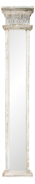 Dlouhé úzké zrcadlo v bílém rámu s patinou – 28x145 cm