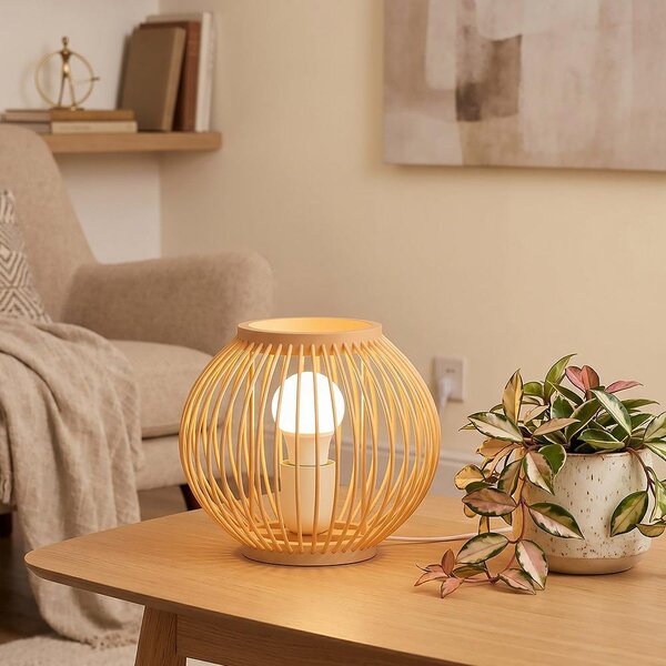 Bambusová stolní lampa s LED žárovkou, teplá bílá