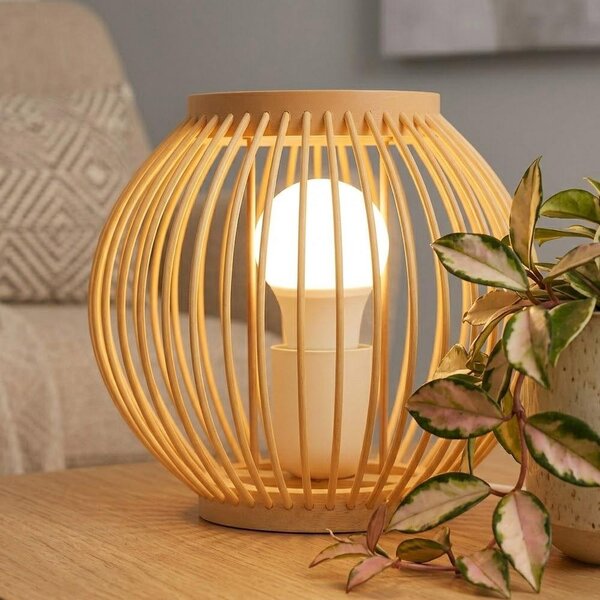 Bambusová stolní lampa s LED žárovkou, teplá bílá