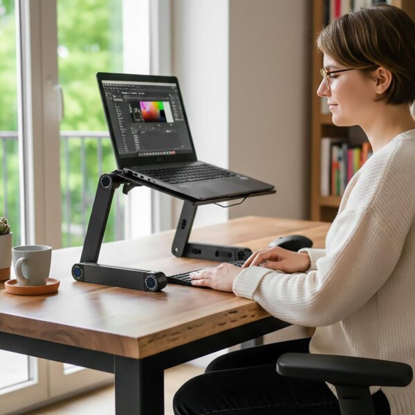 Přenosný polohovací stolek na notebook s větracími štěrbinami