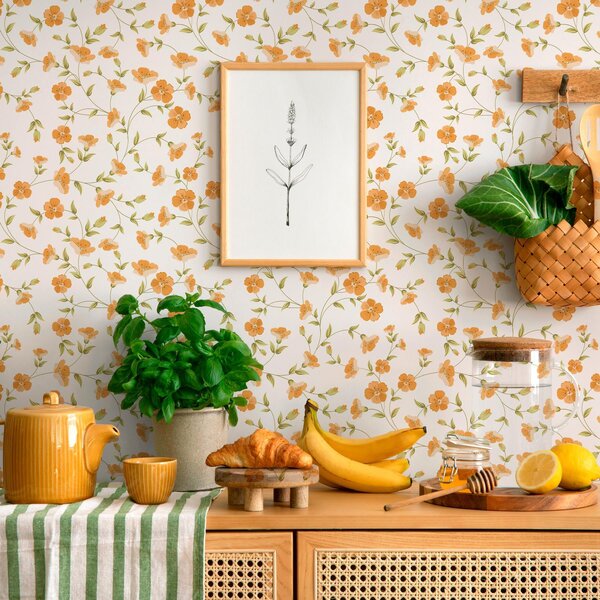 Tapety Oranžové květy na bílém pozadí, Tapety angličtina, a00015 : uwalls.cz