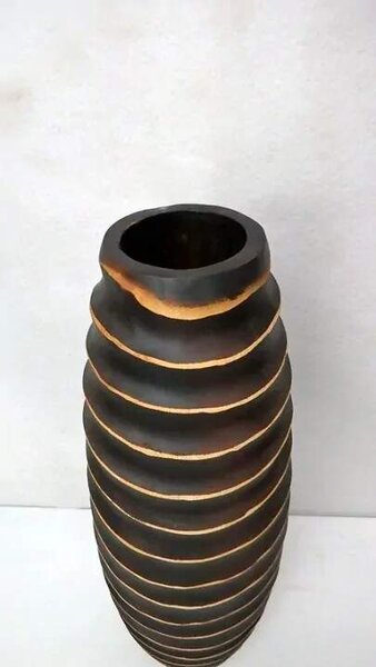 Váza dřevěná LIONETTA, hnědá tmavá, mangové dřevo, 62 cm