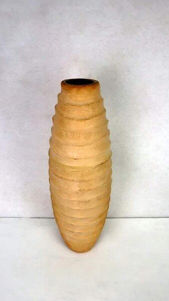 Váza dřevěrná LIONETTA, hnědá natural, 62 cm, ruční práce