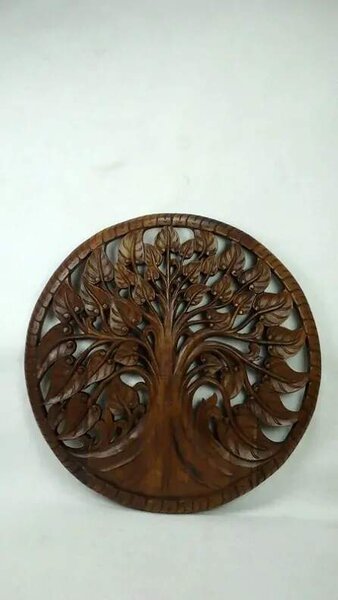 Závěsná dekorace STROM ŽIVOTA hnedá,teakové dřevo, 90 cm (Masterpiece ruční práce)
