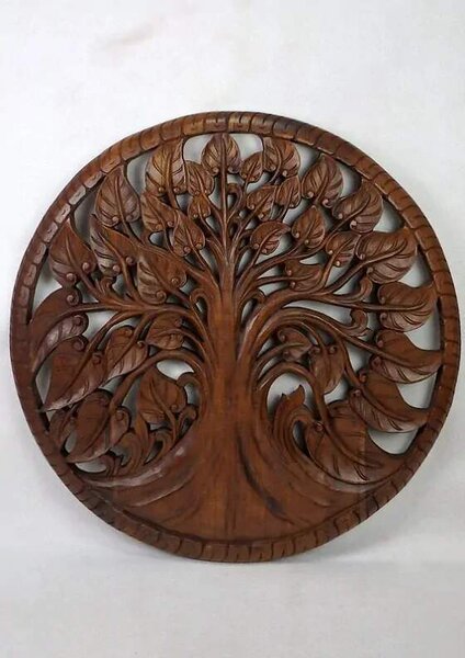 Závěsná dekorace STROM ŽIVOTA hnedá,teakové dřevo, 90 cm (Masterpiece ruční práce)