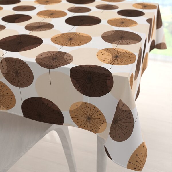 Biante Bavlněný čtvercový ubrus Sandra SA-488 Hnědo-béžové designové pampelišky 40x40 cm