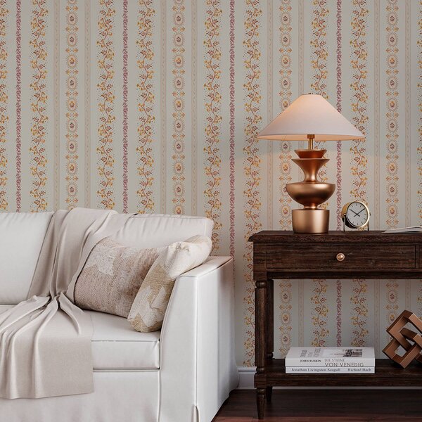 Tapety Jemný geometrický ornament s květinami a rostlinami, Tapet Shaby Chic, a00031 : uwalls.cz