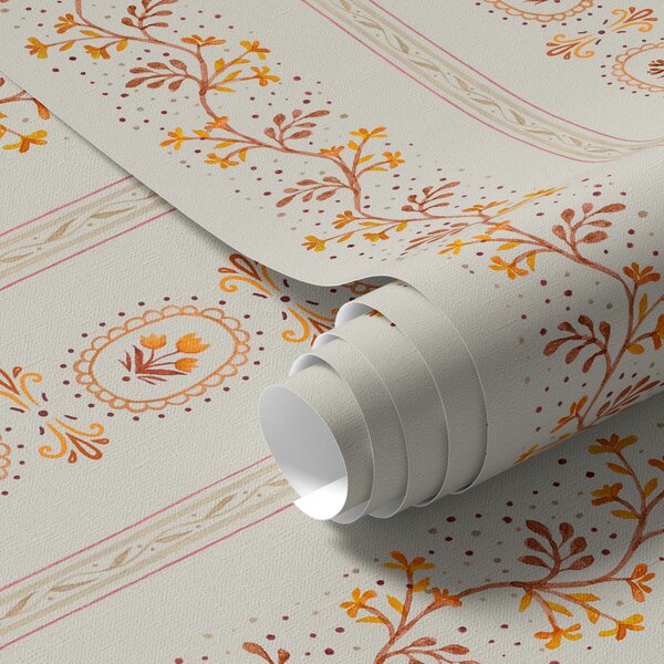 Tapety Jemný geometrický ornament s květinami a rostlinami, Tapet Shaby Chic, a00031 : uwalls.cz