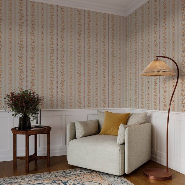 Tapety Jemný geometrický ornament s květinami a rostlinami, Tapet Shaby Chic, a00031 : uwalls.cz