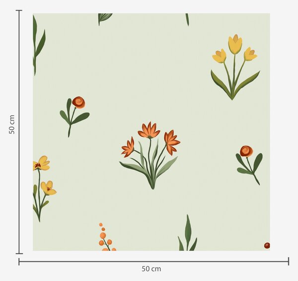 Tapety Minimalistické květiny na světle zeleném pozadí, Tapety dětské, Tapety pro dívku, a00037 : uwalls.cz