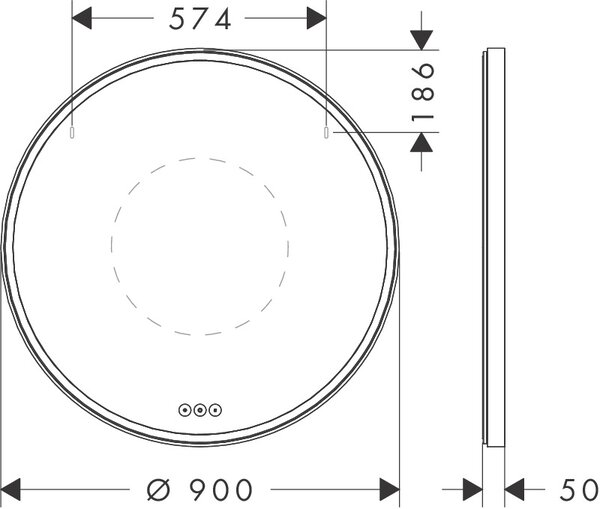 Hansgrohe Xarita S zrcadlo s LED osvětlením 900/50 a kapacitním dotykovým čidlem, matná bílá 54981700