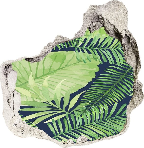 Nálepka 3D díra na zeď Tropické listí nd-p-108126805