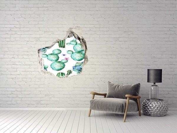 Nálepka 3D díra na zeď beton Kaktusy nd-p-108266665