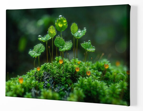 Obraz na plátně - Květinový lesík deštěm zkropený FeelHappy.cz Velikost obrazu: 210 x 140 cm